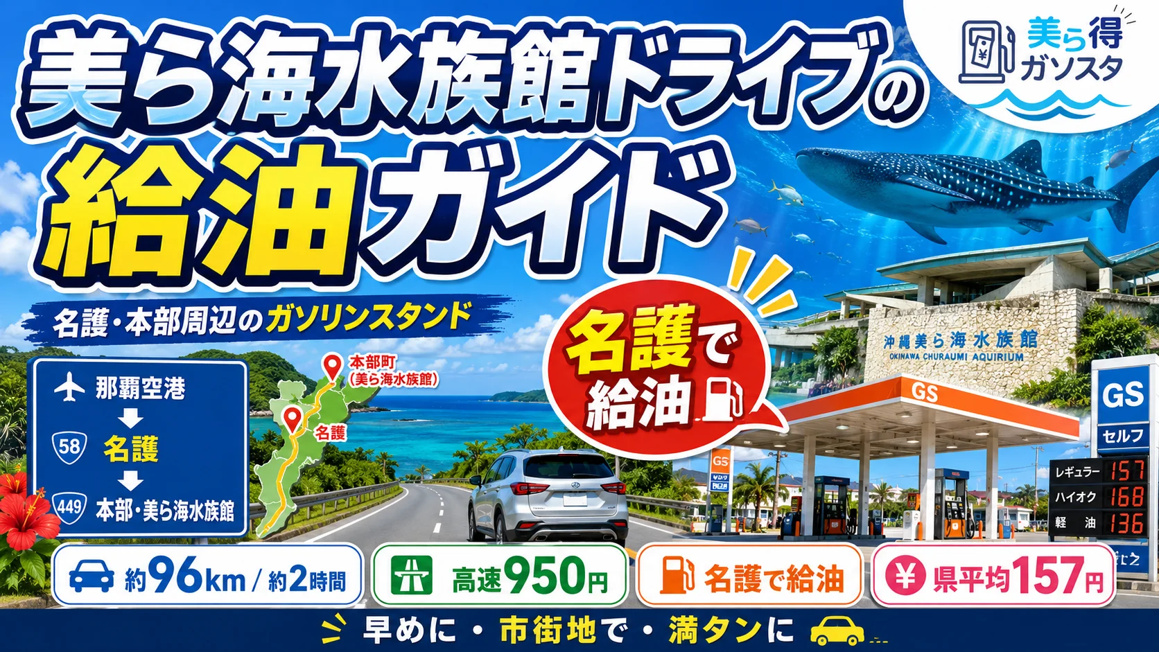 美ら海水族館ドライブの給油ガイド｜名護・本部周辺のガソリンスタンド